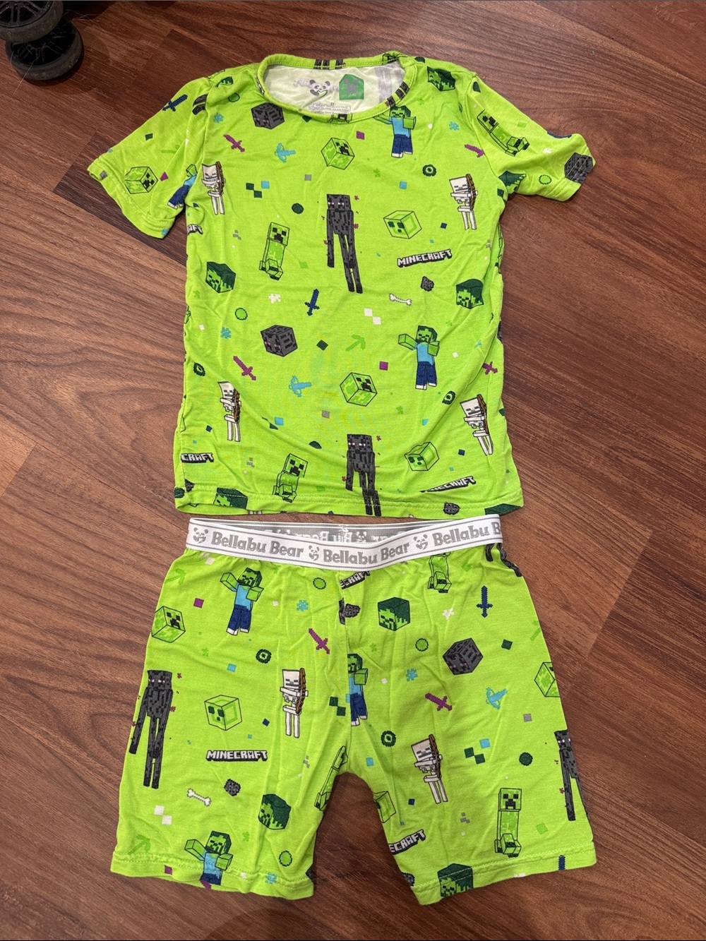 Minecraft Short Sleeve Green Kids Pajama Set by Bellabu Bear